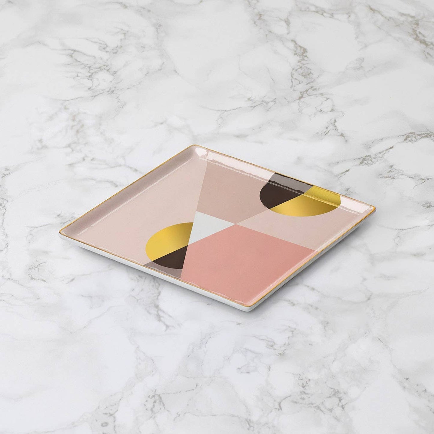 OCTAEVO Siena Ceramic Tray / Catchall, Gold accent, 6"