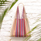 Las Rayas Tote Hand Woven in Chiapas - Natural with Rainbow
