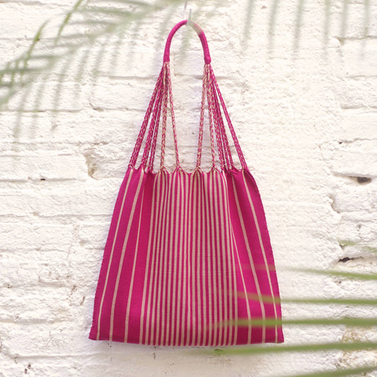 Las Rayas Tote, Hand Woven in Chiapas - Bugambilia
