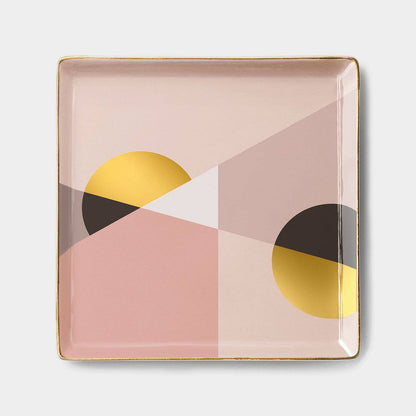 OCTAEVO Siena Ceramic Tray / Catchall, Gold accent, 6"