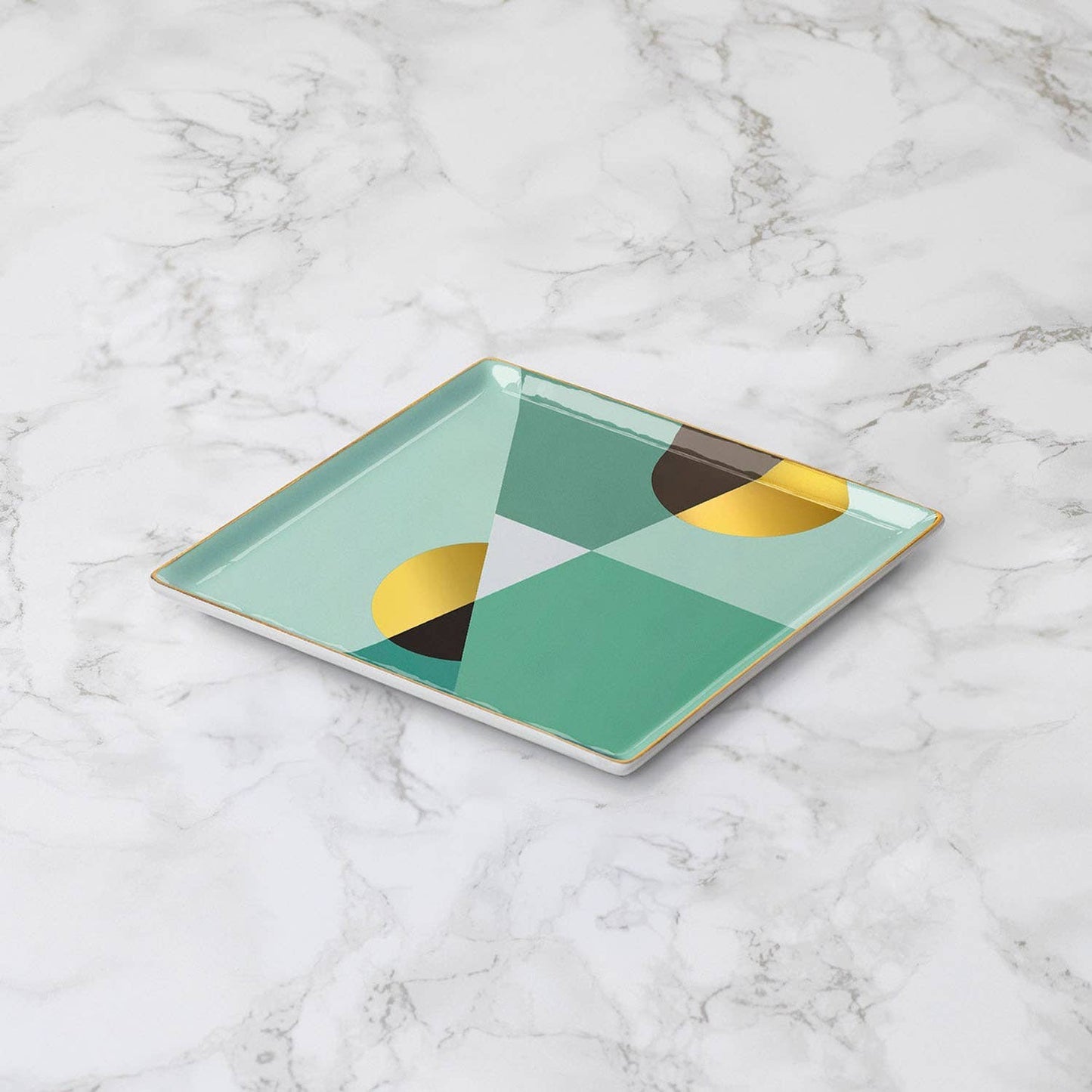 OCTAEVO Siena Ceramic Tray / Catchall, Gold accent, 6"