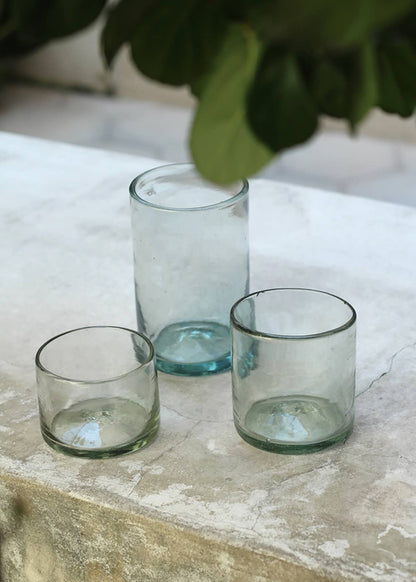 Hand Blown Wine or Cocktail Glass Tumbler - Clear, 3 Sizes