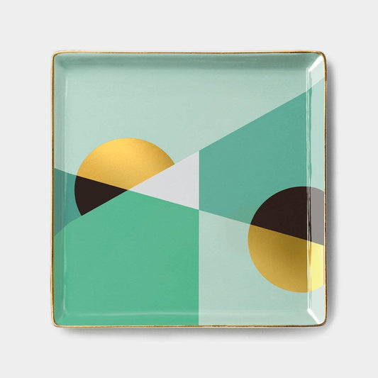 OCTAEVO Siena Ceramic Tray / Catchall, Gold accent, 6"