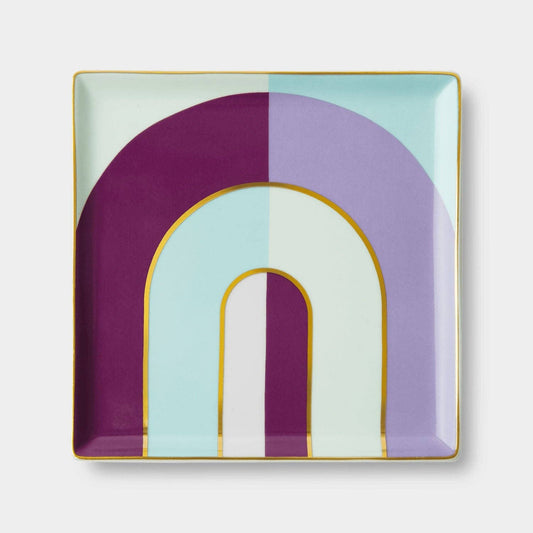 OCTAEVO Riviera Arch Ceramic Tray/Catchall, Gold accent, 6"